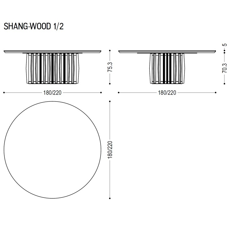 Riva SHANG WOOD Tisch ⌀ 180 cm | ⌀ 220 cm