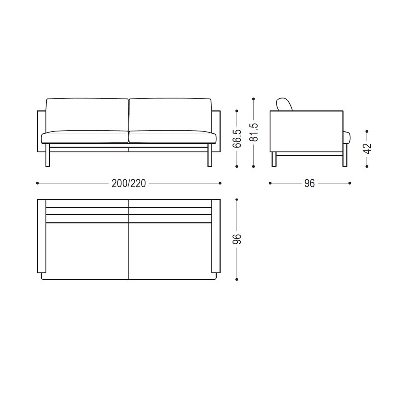 Riva MAOLI 200/220cm 2 Sitzer Sofa