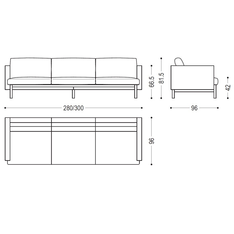 Riva MAOLI 280-300cm 3 Sitzer 280/300 Sofa